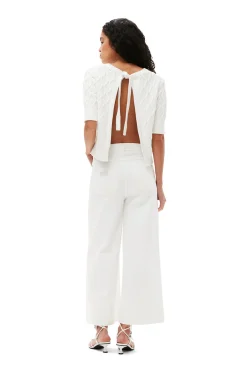 Cheap GANNI Cropped-Jeans Aus Weisem Denim Bright White