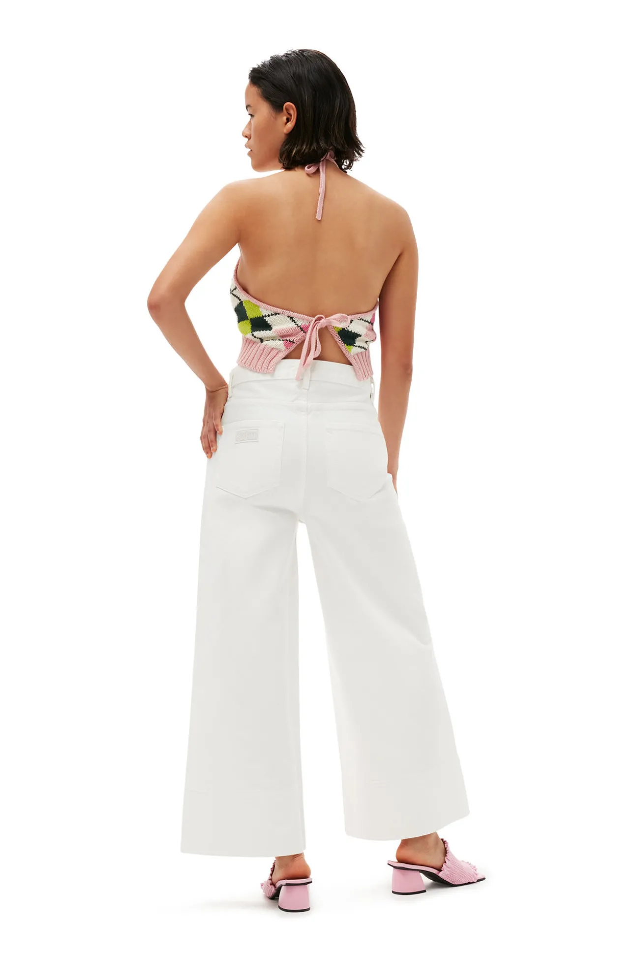 Cheap GANNI Cropped-Jeans Aus Weisem Denim Bright White