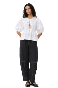Online GANNI Curve-Hose Aus Baumwoll-Crepe Black