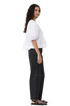 Online GANNI Curve-Hose Aus Baumwoll-Crepe Black