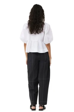 Online GANNI Curve-Hose Aus Baumwoll-Crepe Black