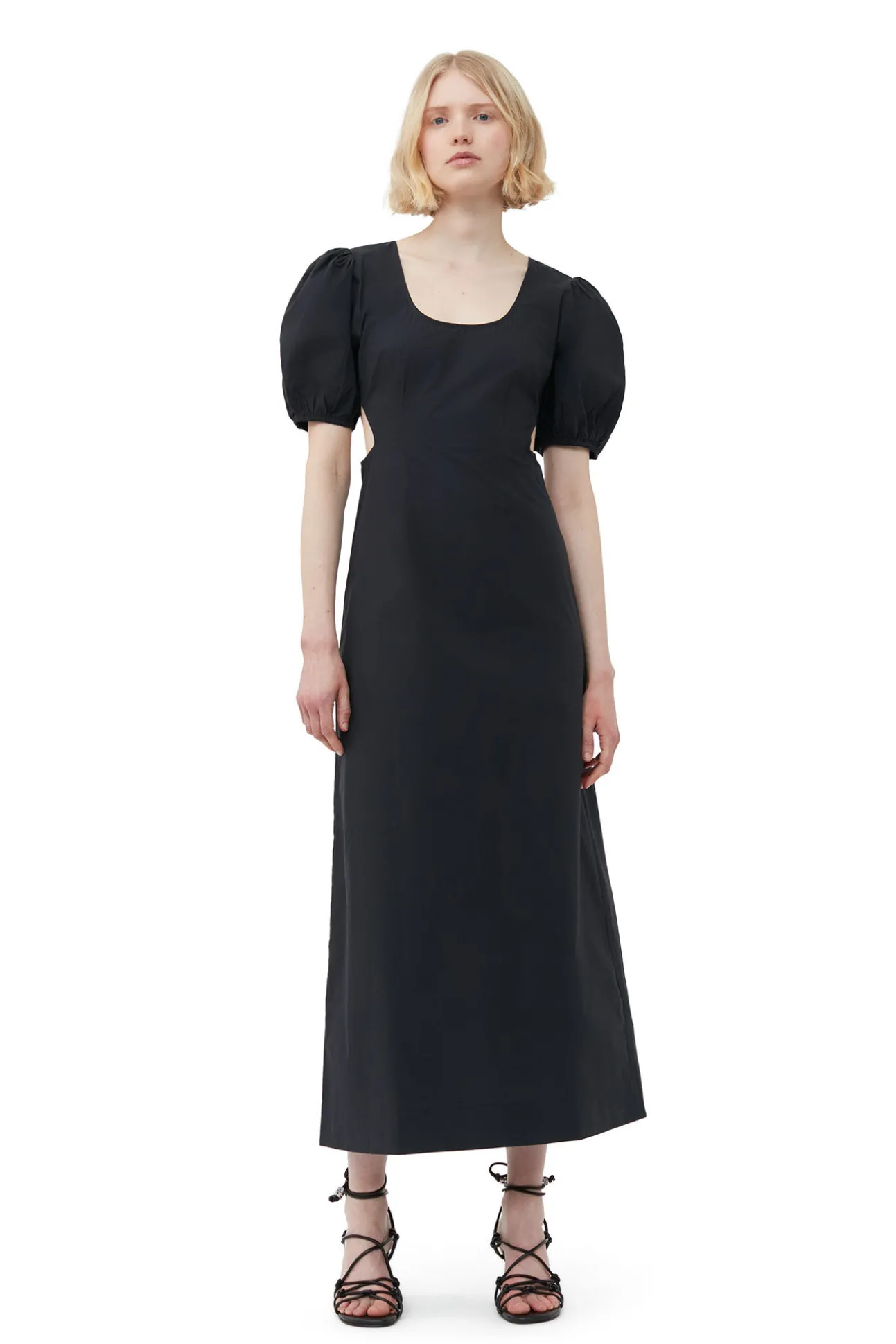 Sale GANNI Cutout-Kleid Aus Cotton Poplin Black