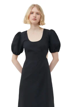 Sale GANNI Cutout-Kleid Aus Cotton Poplin Black