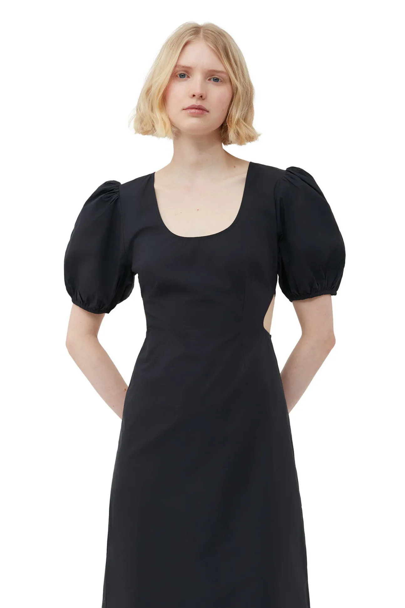 Sale GANNI Cutout-Kleid Aus Cotton Poplin Black