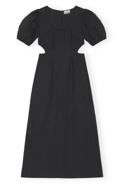 Sale GANNI Cutout-Kleid Aus Cotton Poplin Black
