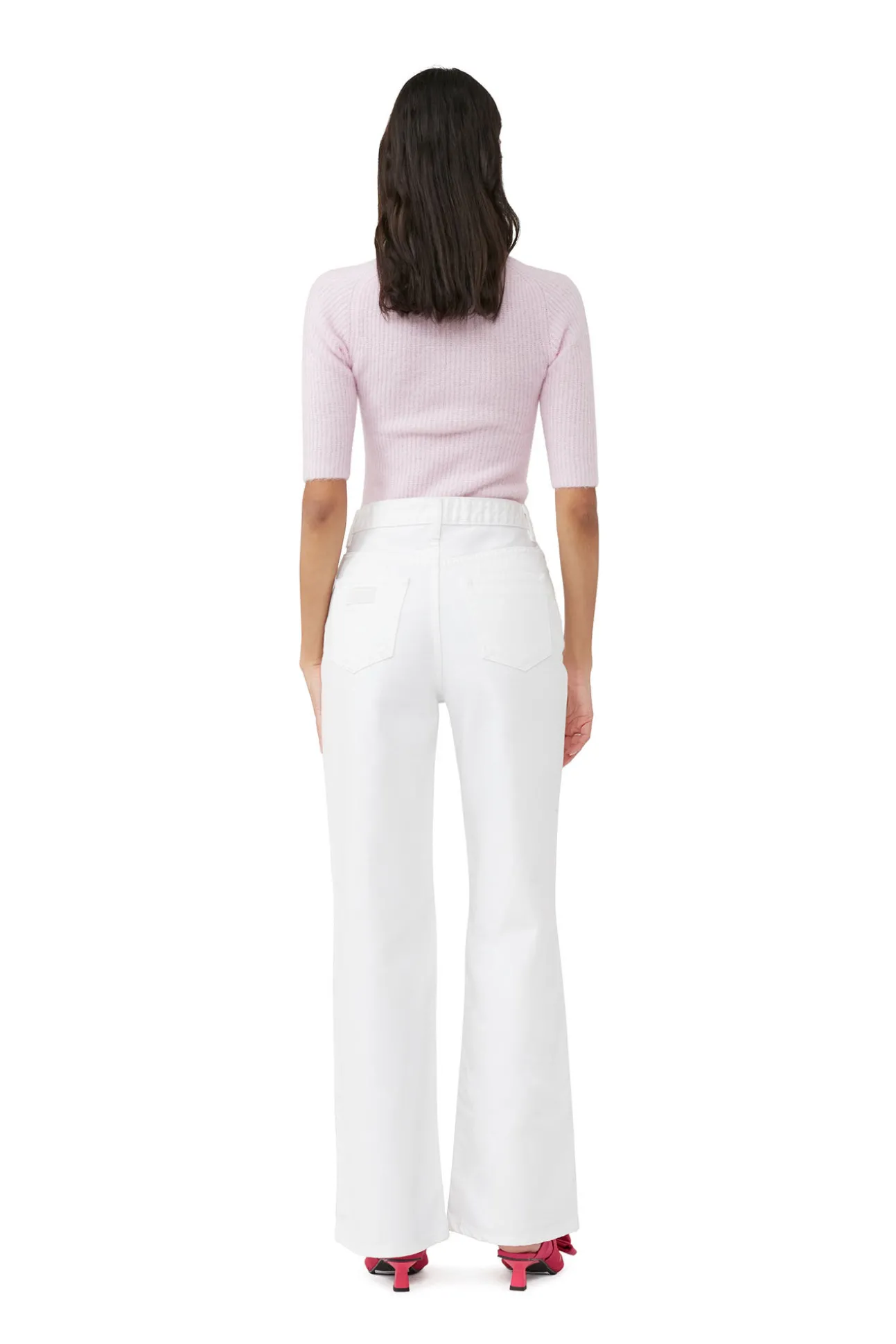 Discount GANNI Cut-Out-Oberteil Aus Weicher Wool Pink Tulle
