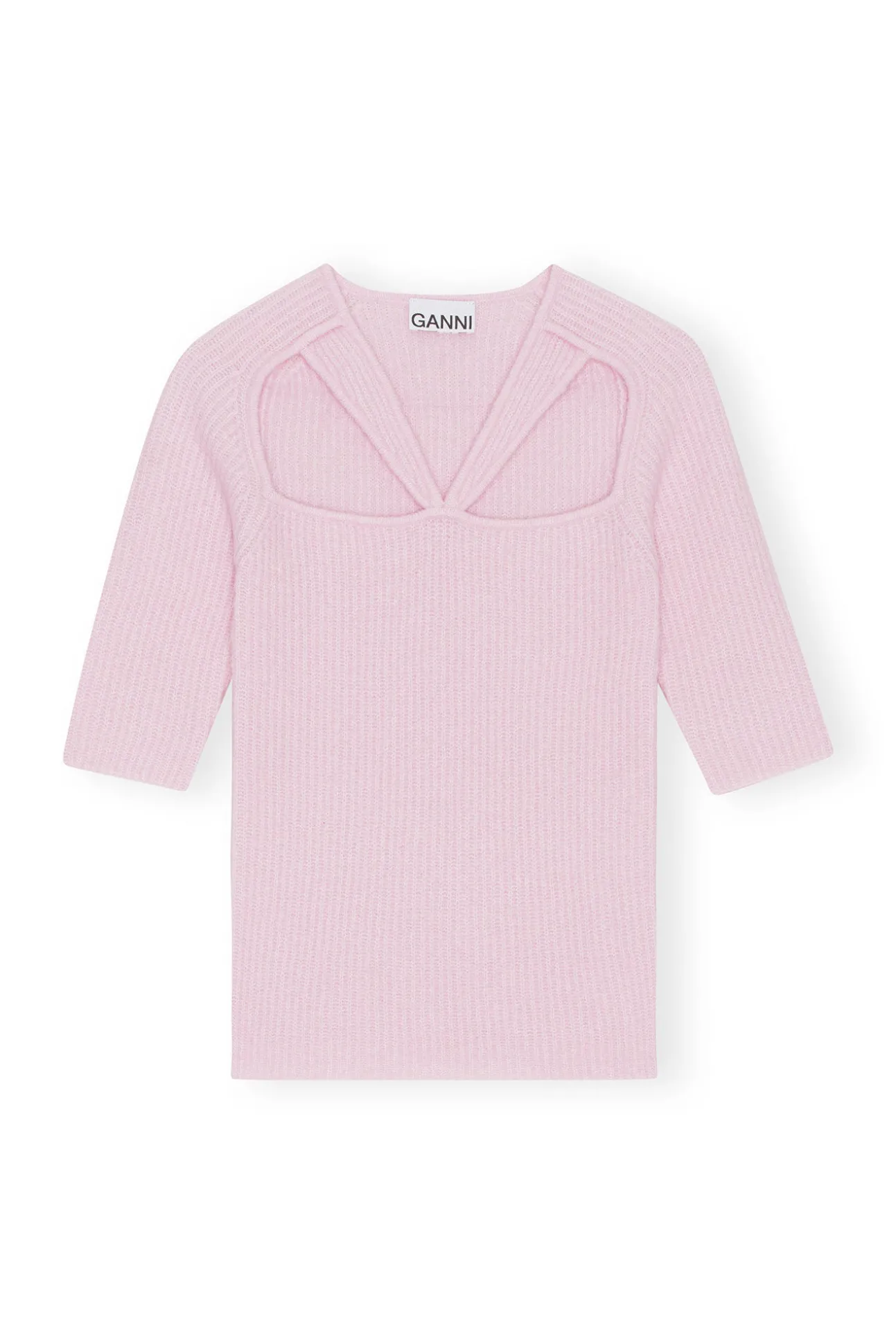 Discount GANNI Cut-Out-Oberteil Aus Weicher Wool Pink Tulle