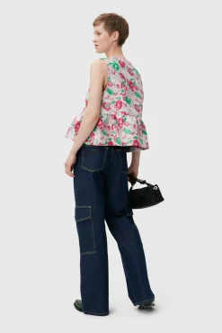Store GANNI 3D-Jacquard-Bluse Mit Band Sugar Plum