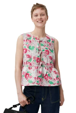 Store GANNI 3D-Jacquard-Bluse Mit Band Sugar Plum