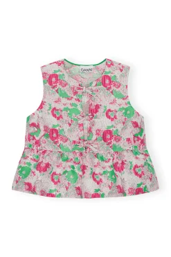 Store GANNI 3D-Jacquard-Bluse Mit Band Sugar Plum
