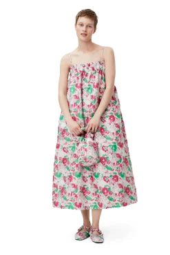 New GANNI 3D-Jacquard-Kleid Mit Tragern Sugar Plum