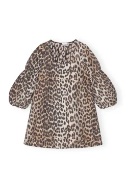 New GANNI 3D-Leopardenminikleid Aus Jacquard Big Leopard Almond Milk