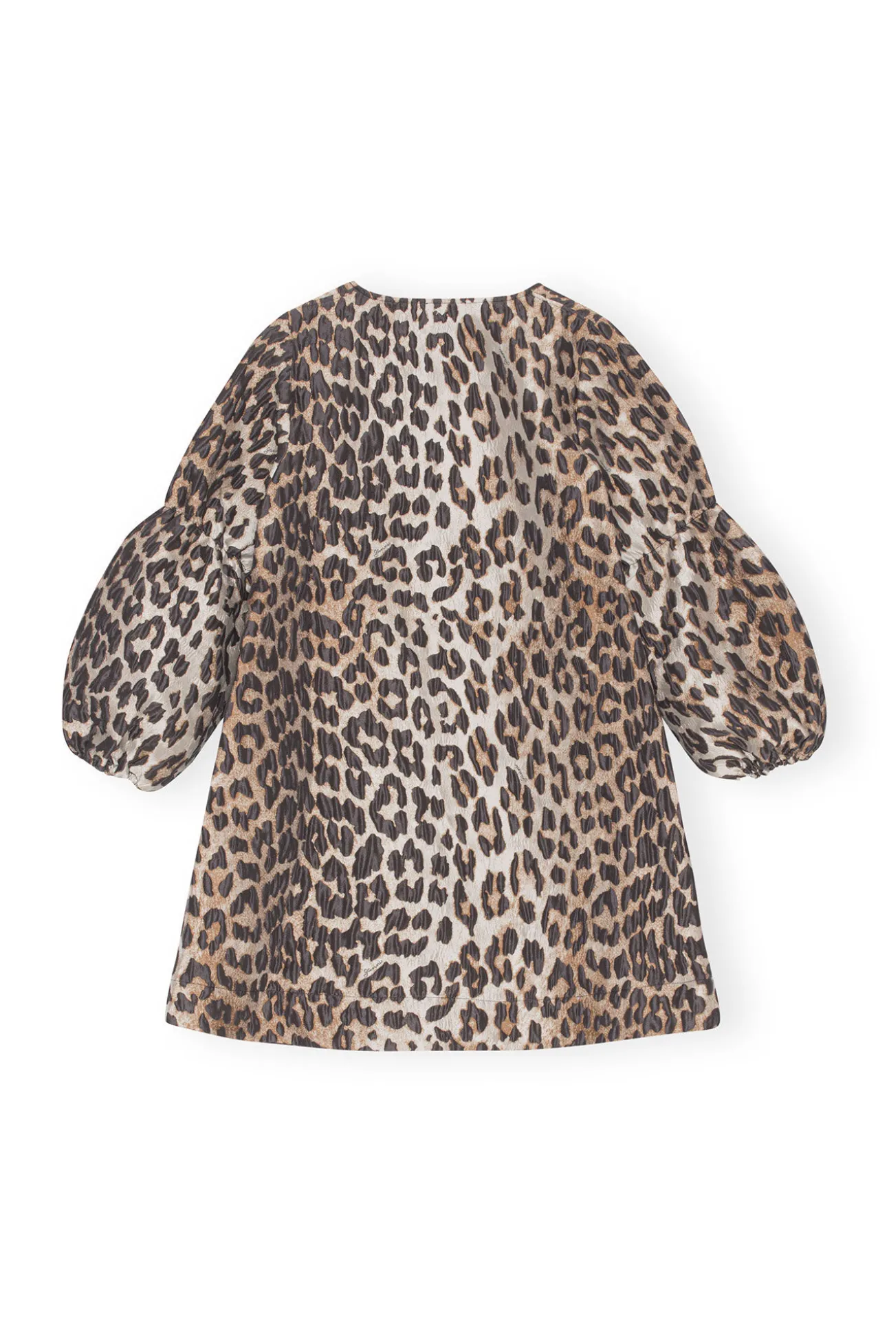New GANNI 3D-Leopardenminikleid Aus Jacquard Big Leopard Almond Milk