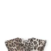 Discount GANNI 3D-Leoparden-Ruschenkragen Aus Jacquard Big Leopard Almond Milk