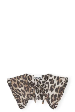 Discount GANNI 3D-Leoparden-Ruschenkragen Aus Jacquard Big Leopard Almond Milk
