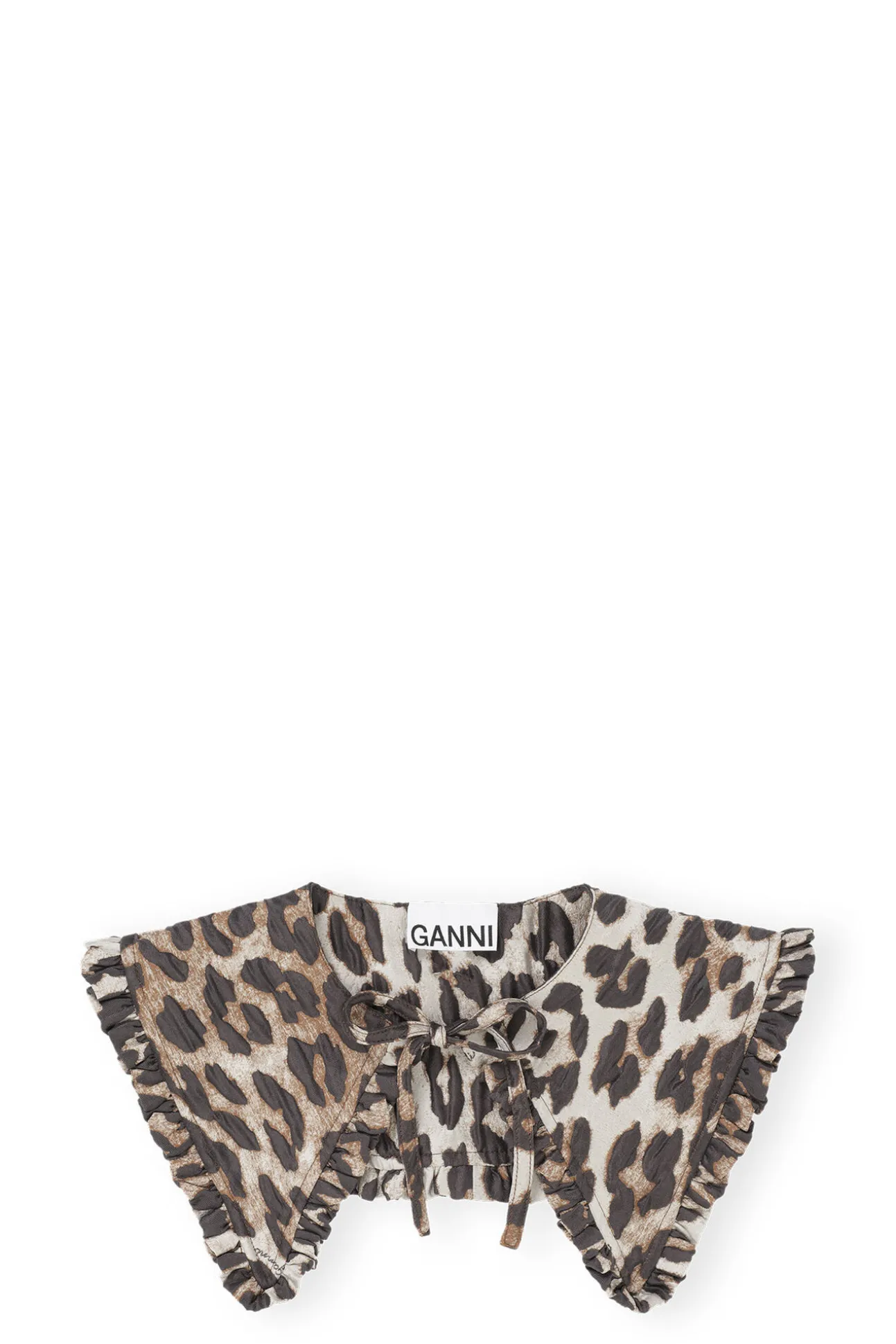 Discount GANNI 3D-Leoparden-Ruschenkragen Aus Jacquard Big Leopard Almond Milk