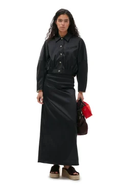 Store GANNI Doppel-Satin-Maxirock Black