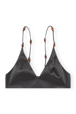 Flash Sale GANNI Doppel-Satin-Oberteil Black