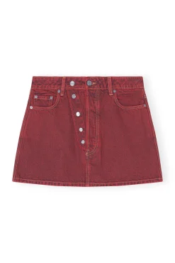 Cheap GANNI Double-Fly-Minirock Aus Gefarbtem Denim Racing Red