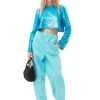 Online GANNI Elastische Curve-Hose Blue Curacao