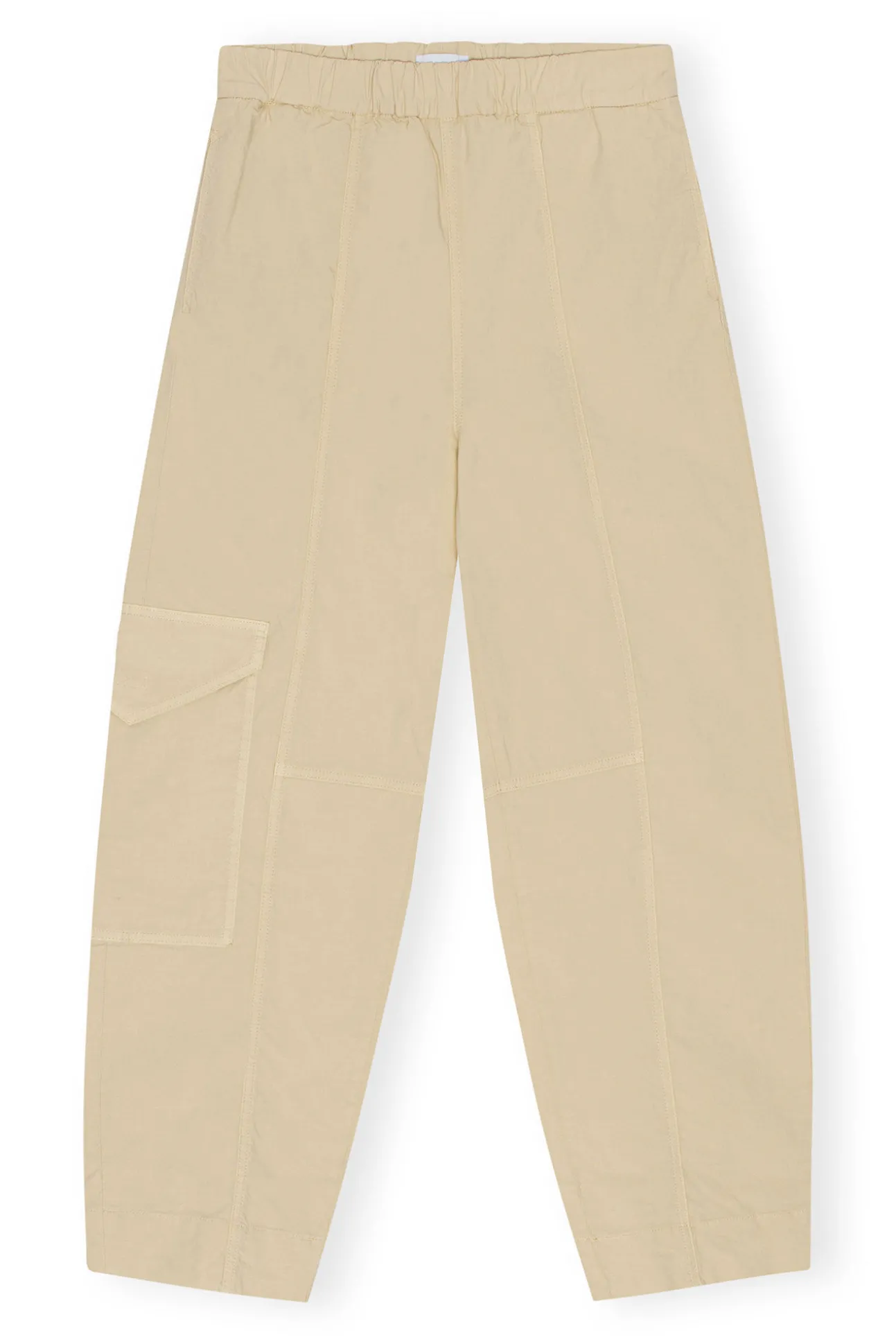 Cheap GANNI Elastische Curve-Hose Aus Washed Cotton Canvas Pale Khaki