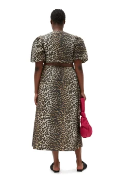 Online GANNI Elastischer Maxirock Mit Leopardenprint Big Leopard Almond Milk