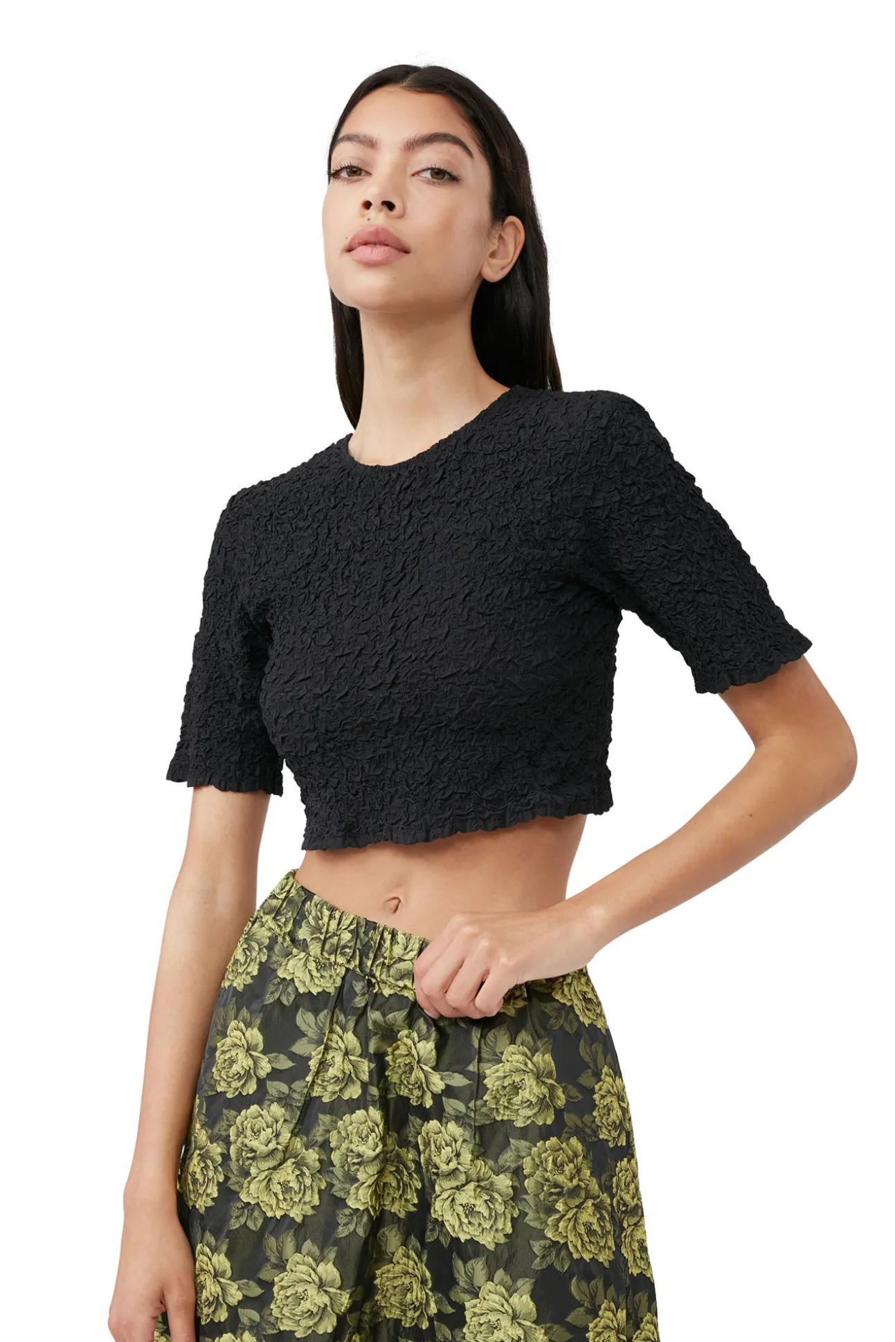 Store GANNI Eleganter Maxirock Mit Blumenjacquard Lemon Zest