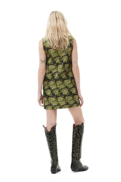Sale GANNI Elegantes Minikleid Mit Blumenjacquard Lemon Zest