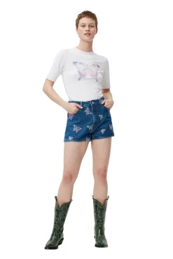 Clearance GANNI Embroideryhigh Waisted Hotpants Denim
