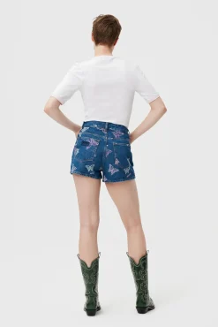 Clearance GANNI Embroideryhigh Waisted Hotpants Denim