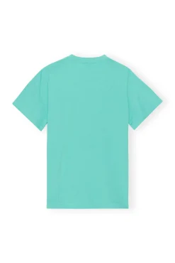 Discount GANNI Entspannt Geschnittenes Basic-Jersey-Sport-T-Shirt Lagoon