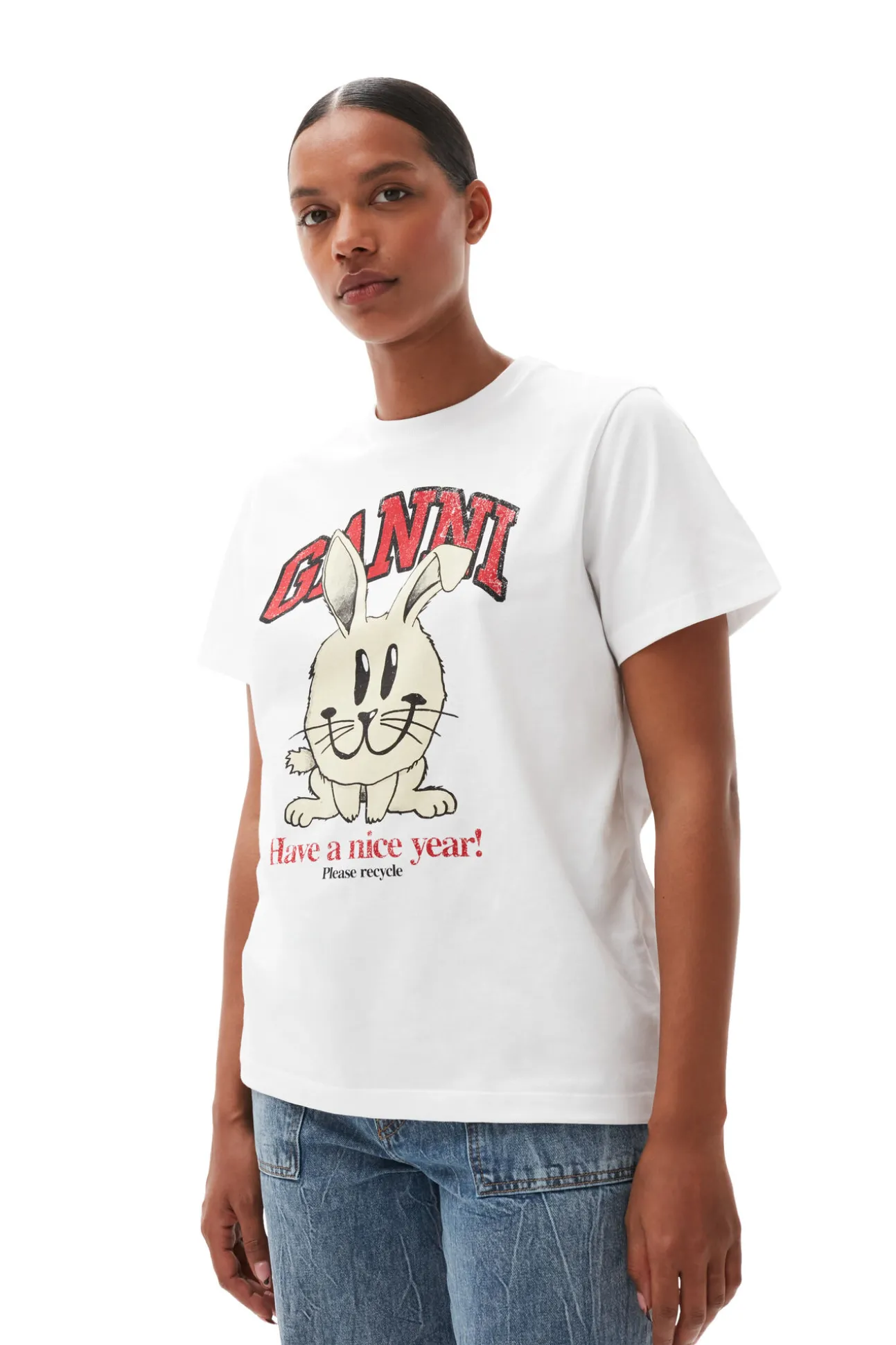 Online GANNI Entspannt Geschnittenes Basic-Jersey-T-Shirt Bright White