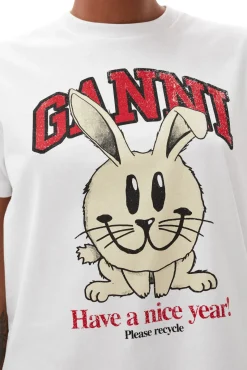 Online GANNI Entspannt Geschnittenes Basic-Jersey-T-Shirt Bright White