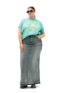 Discount GANNI Entspannt Geschnittenes Basic-Jersey-Sport-T-Shirt Lagoon
