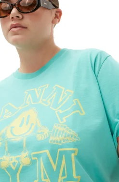 Discount GANNI Entspannt Geschnittenes Basic-Jersey-Sport-T-Shirt Lagoon