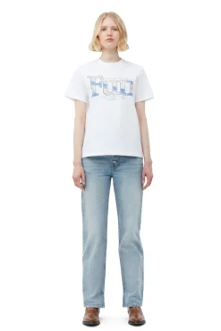 Flash Sale GANNI Entspanntes Fun-T-Shirt Bright White