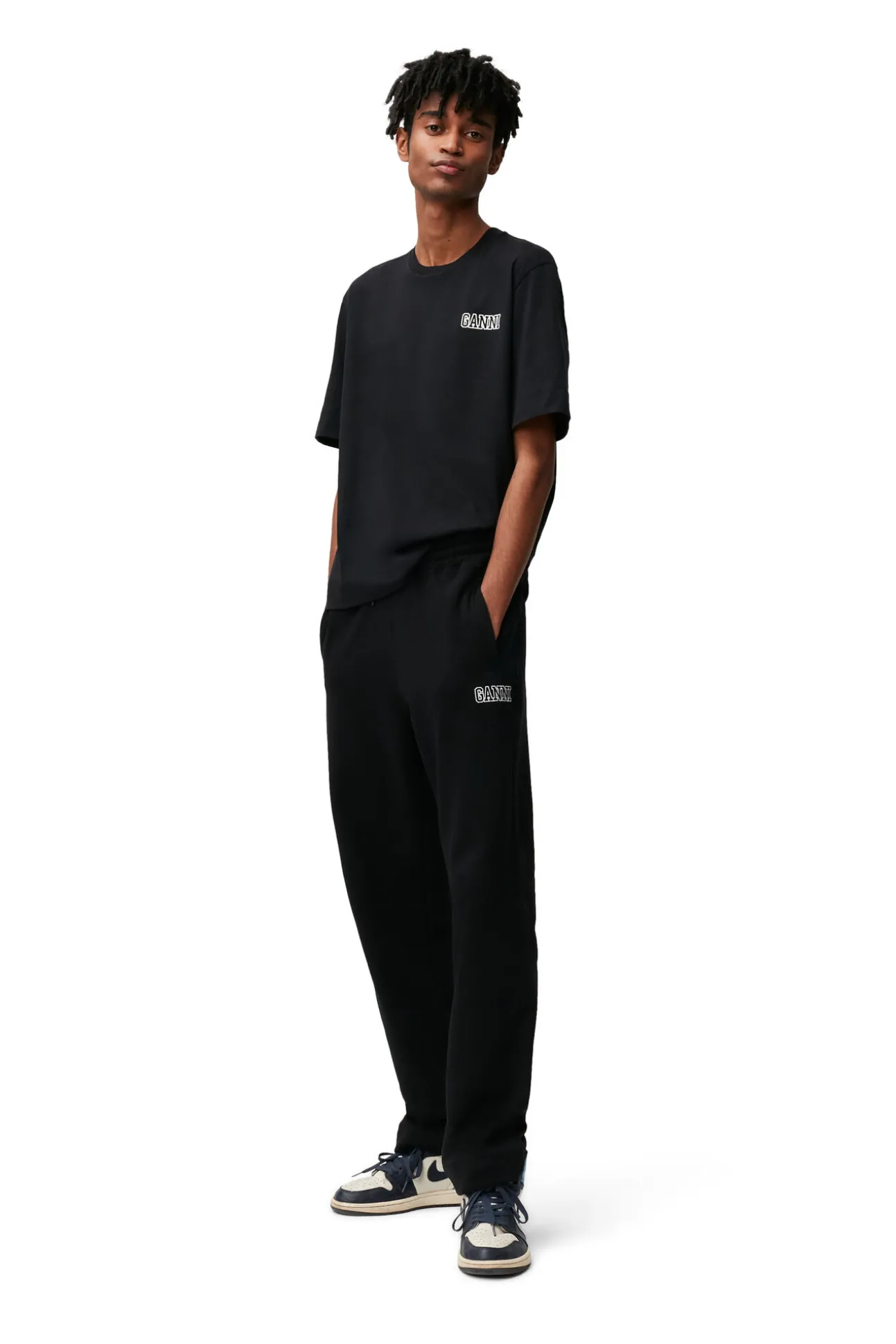 Store GANNI Entspanntes Logo-T-Shirt Black