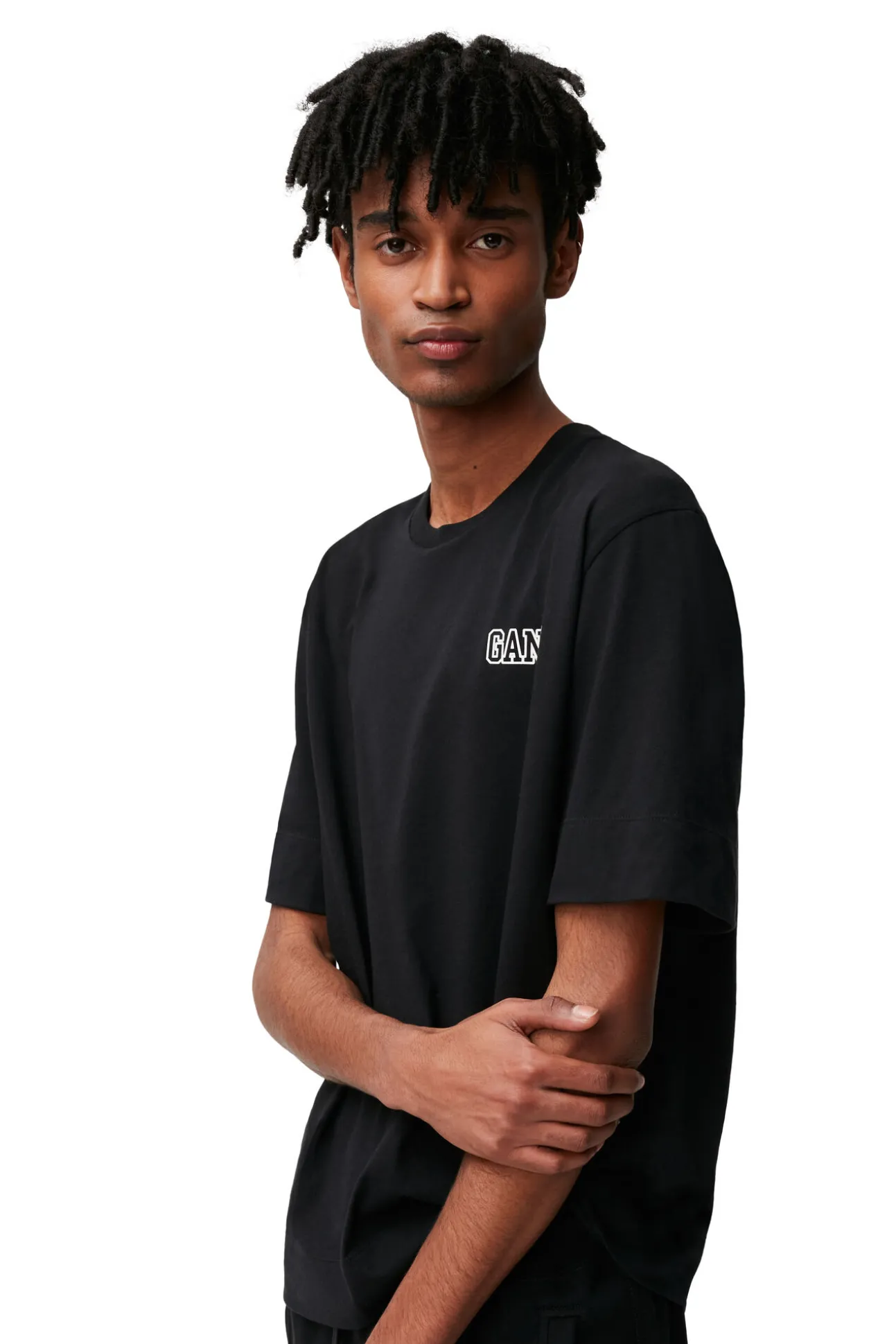 Store GANNI Entspanntes Logo-T-Shirt Black
