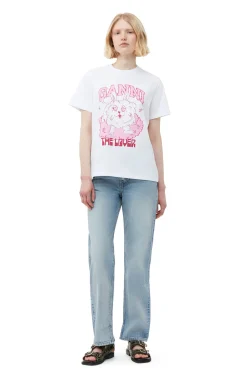 Best Sale GANNI Entspanntes Love-Bunny-T-Shirt Bright White