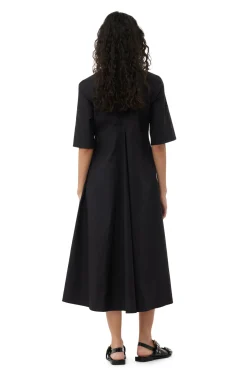 Clearance GANNI Exclusive Schwarzes Maxikleid Aus Cotton Poplin Black