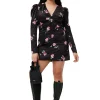 Discount GANNI Falten-Satin-Minikleid Mit V-Ausschnitt Black