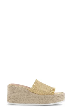 Flash Sale GANNI Farbene, Gesmokte Keil-Espadrilles Gold