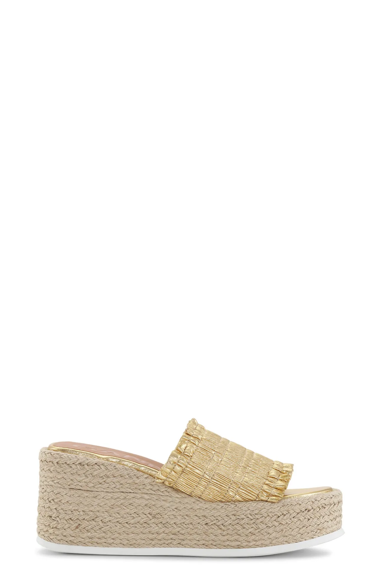 Flash Sale GANNI Farbene, Gesmokte Keil-Espadrilles Gold