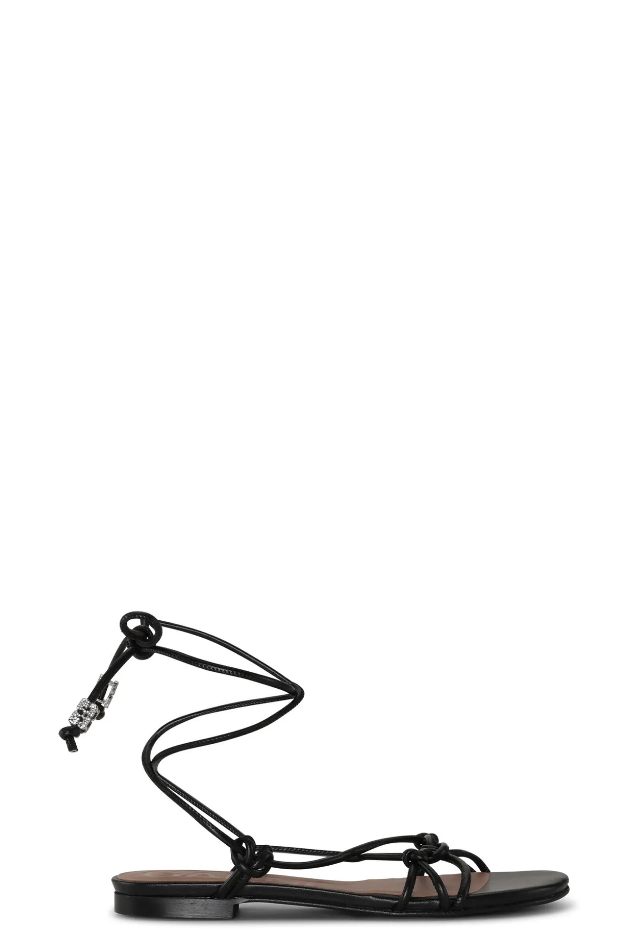 Store GANNI Flache Sandalen Mit Schwarzen Knoten Black