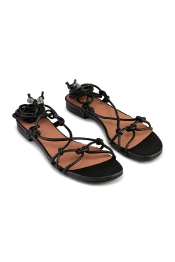 Store GANNI Flache Sandalen Mit Schwarzen Knoten Black