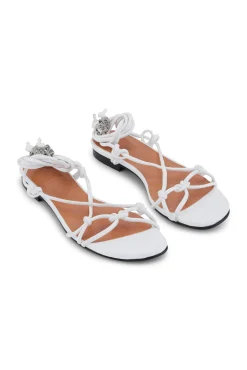 Online GANNI Flache Sandalen Mit Weisen Knoten Egret