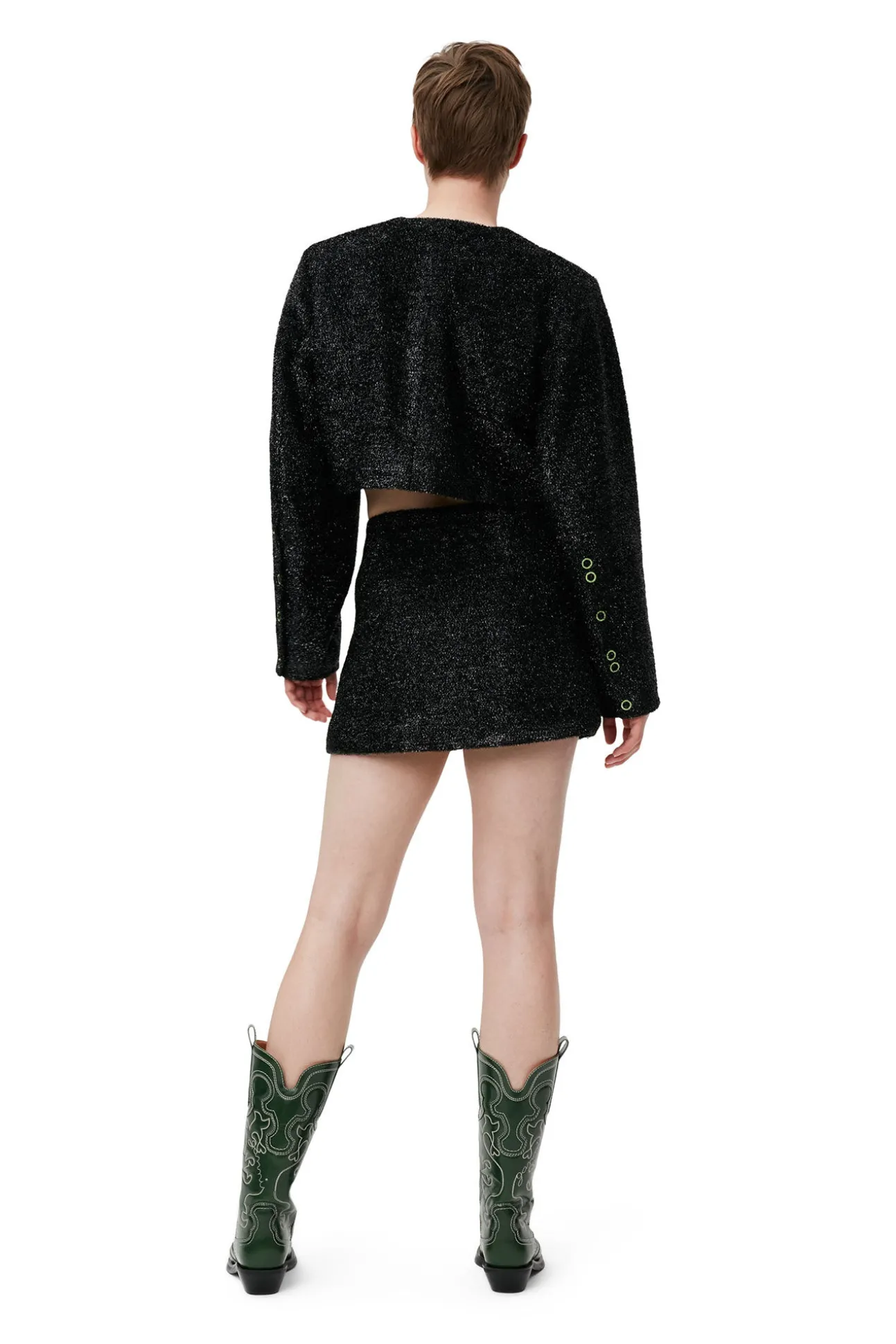 Outlet GANNI Funkelnder Minirock Black