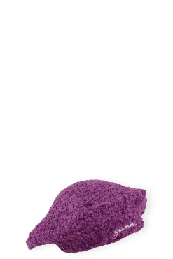 Store GANNI Gehakelte Baskenmutze Aus Velvet Sparkling Grape