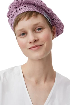 Clearance GANNI Gehakelte Metallic-Baskenmutze Light Lilac