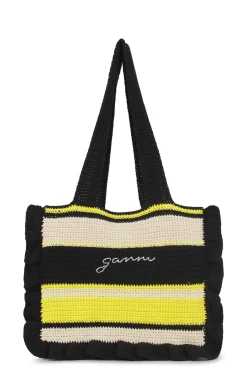 Outlet GANNI Gehakelte Ruschen-Tragetasche Golden Kiwi